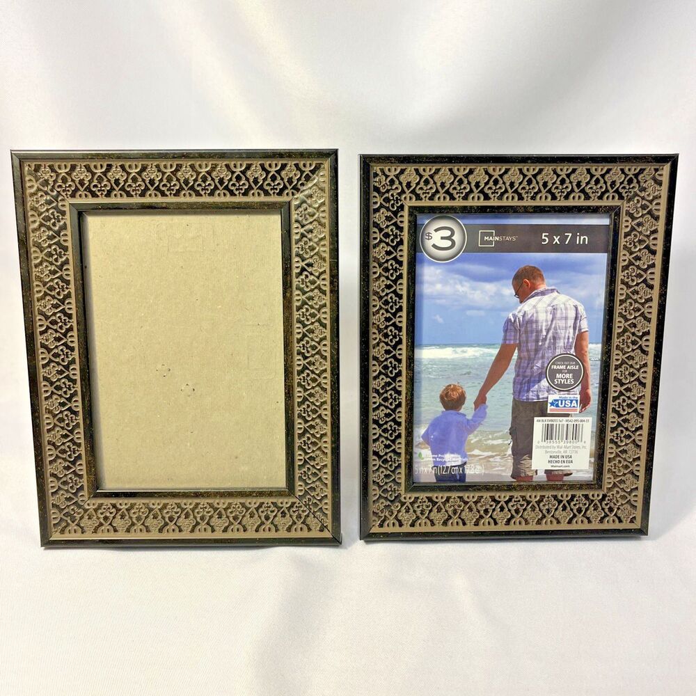 Mainstays 5x7 Textured Border Picture Frame with Classic Dark Finish Set of 2